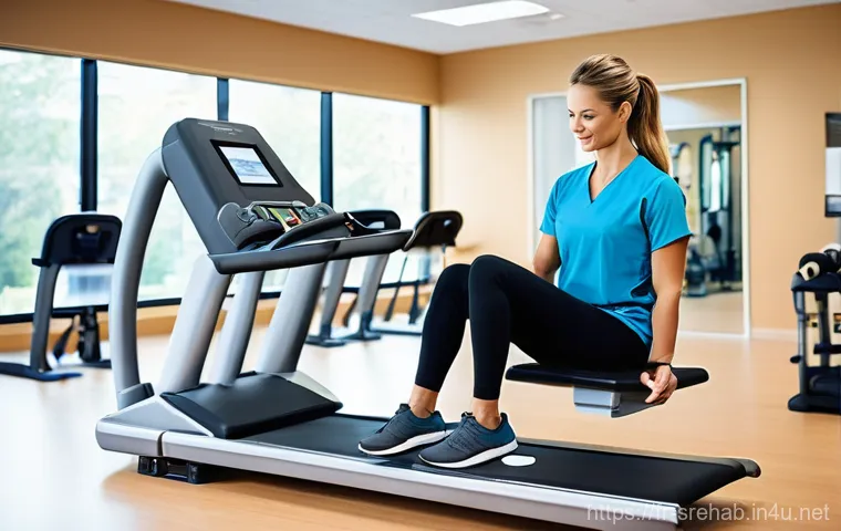 스포츠재활 교육기관 선택 기준 - **Prompt:** A dynamic scene inside a bright, state-of-the-art sports rehabilitation clinic. A highly...