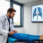 Home 19 스포츠재활 전문가 연봉 협상 팁 - A professional sports rehabilitation specialist in a modern French clinic, wearing smart casual atti...